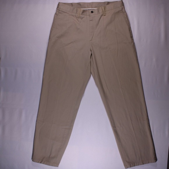 Lee Pants Mens 36x32 Khaki Tan Slacks Dress Pants 100%‎ Cotton, Fits 35.5x31.25 - Picture 1 of 15